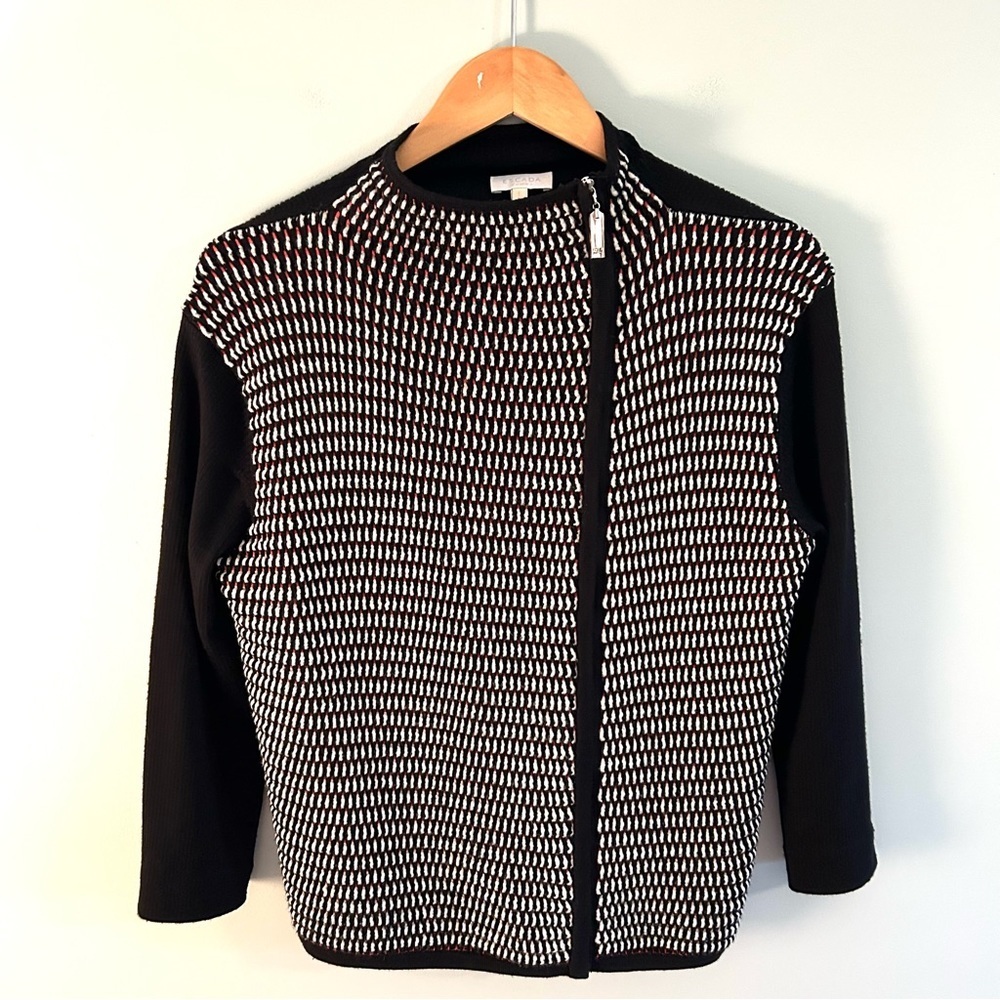 Escada Sport Off-Center Front Zip Wool Blend Cardigan. Size Large.